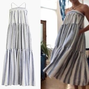 J. Crew Chambray Stripe Blue and White Dress